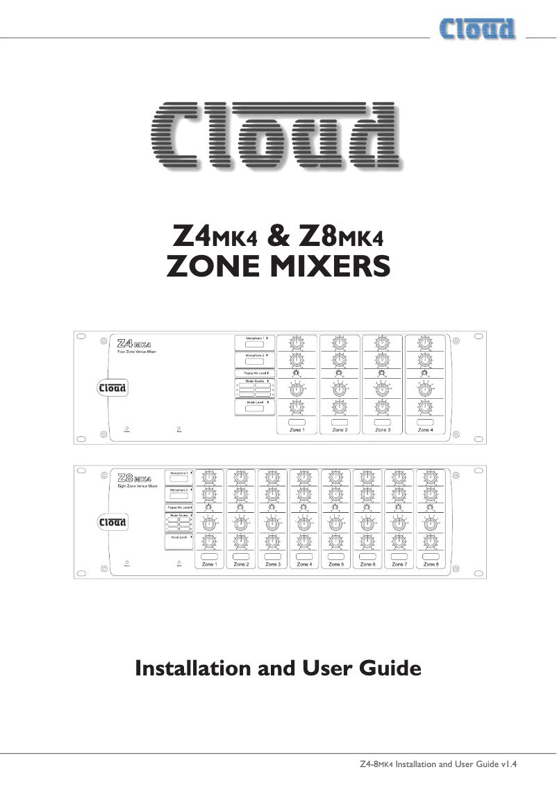 Page 1 de la notice Manuel utilisateur Cloud Z8MK4