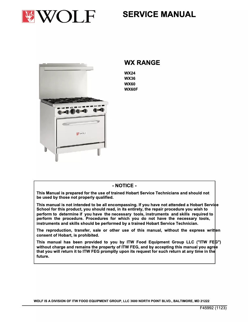 Page 1 de la notice Manuel utilisateur Wolf WX36-6B
