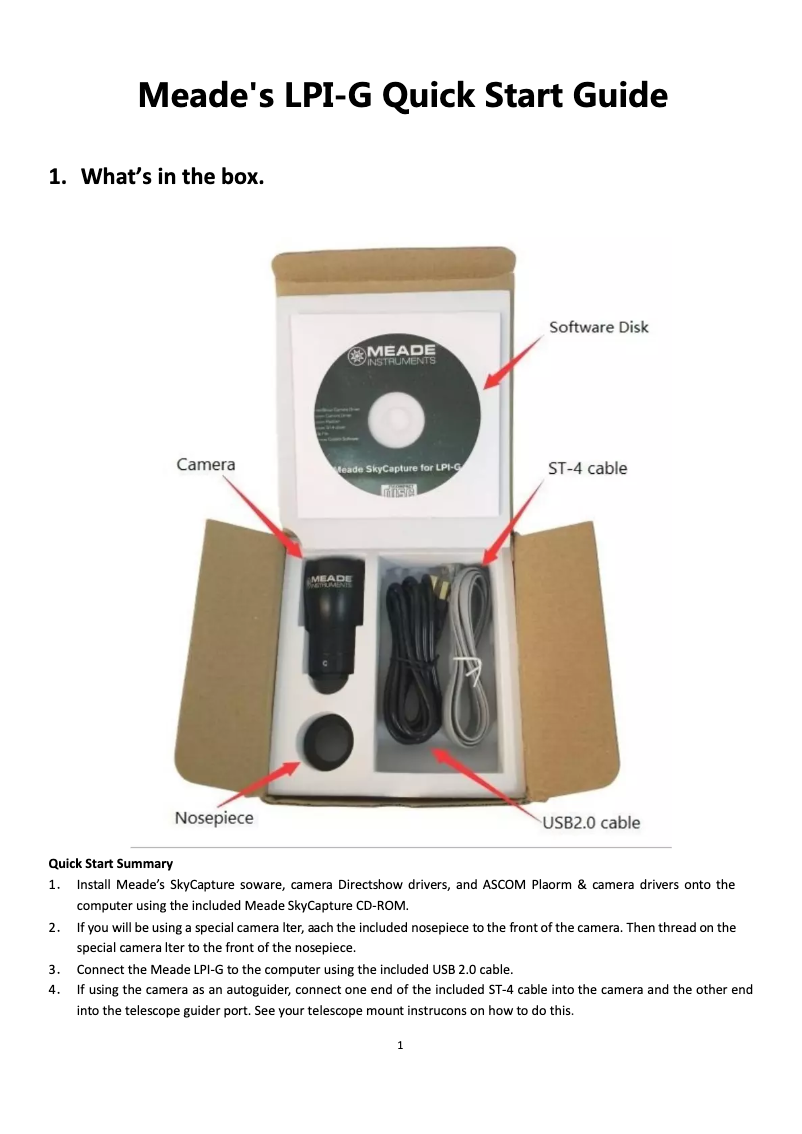 Page 1 de la notice Manuel utilisateur Meade LPI-GC
