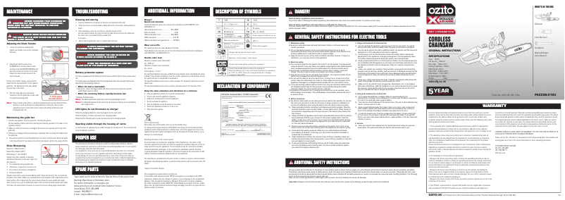 Page 1 de la notice Manuel utilisateur Ozito PXCCSS-018U