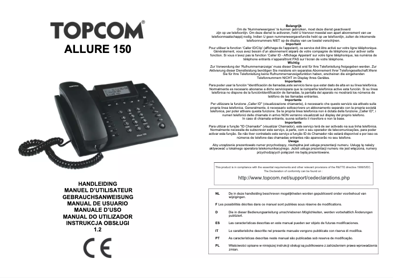 Página 1 del manual Manual de usuario Topcom Allure 150