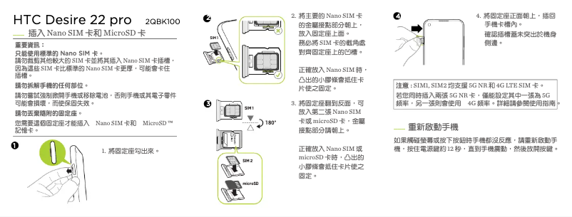 Image de la première page du manuel de l'appareil Desire 22 Pro