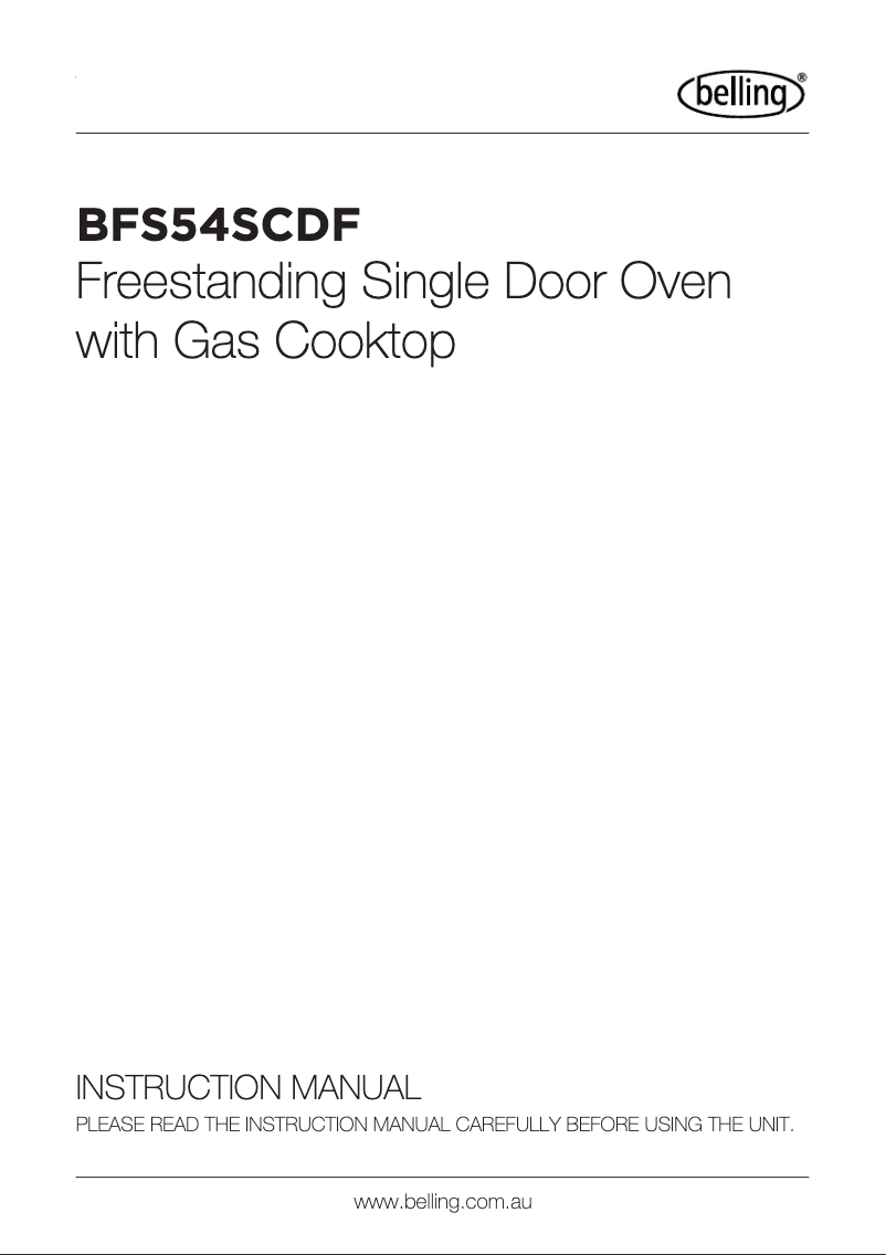 Page n°1 - Manuel utilisateur Belling BFS54SCDF