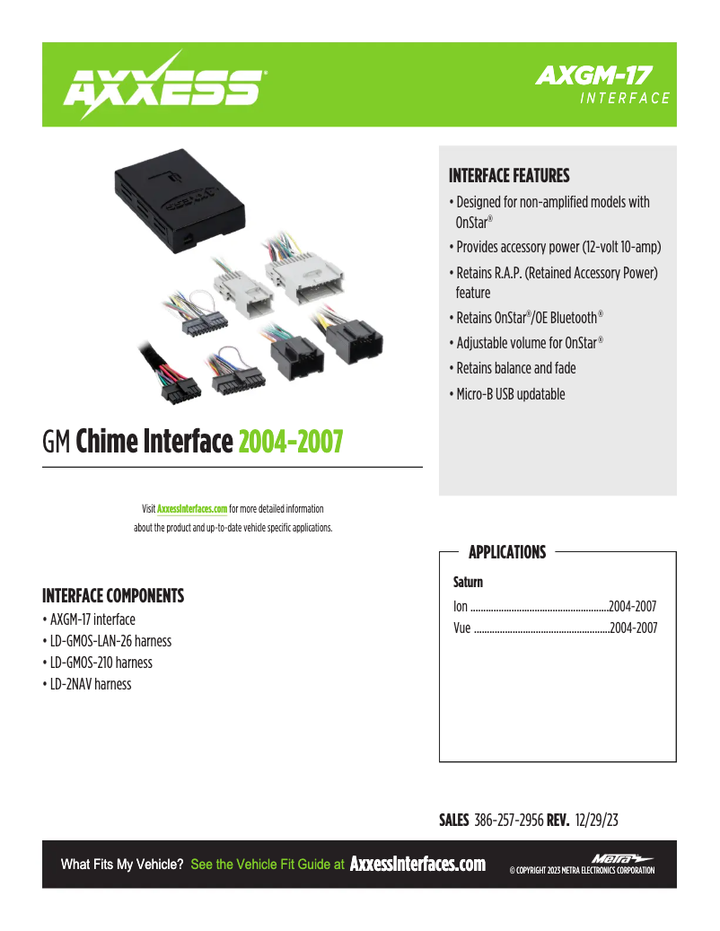 Page 1 de la notice Fiche technique AXESS AXGM-17