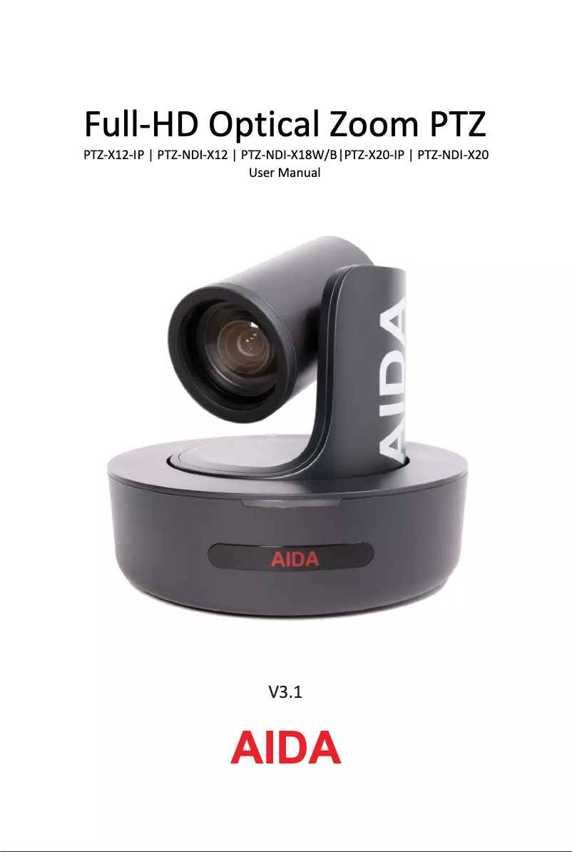 Page n°1 - Manuel utilisateur Aida PTZ-X12-IP