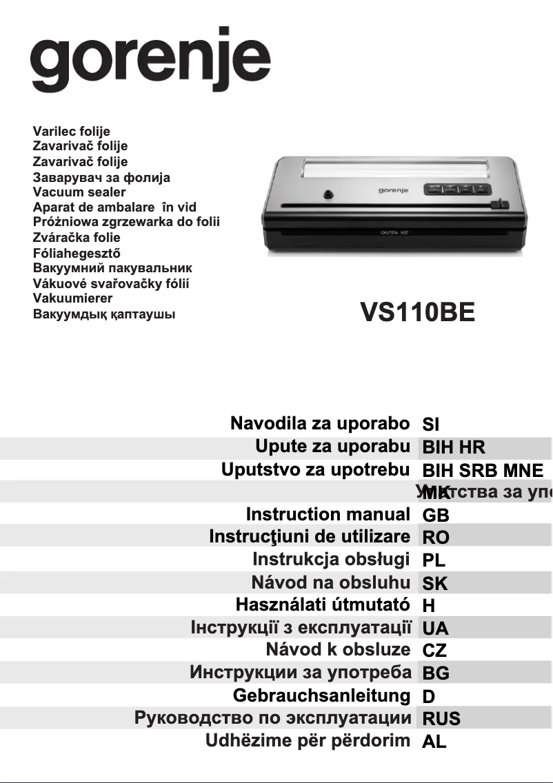 Imagen de la primera página del manual del dispositivo VS110BE