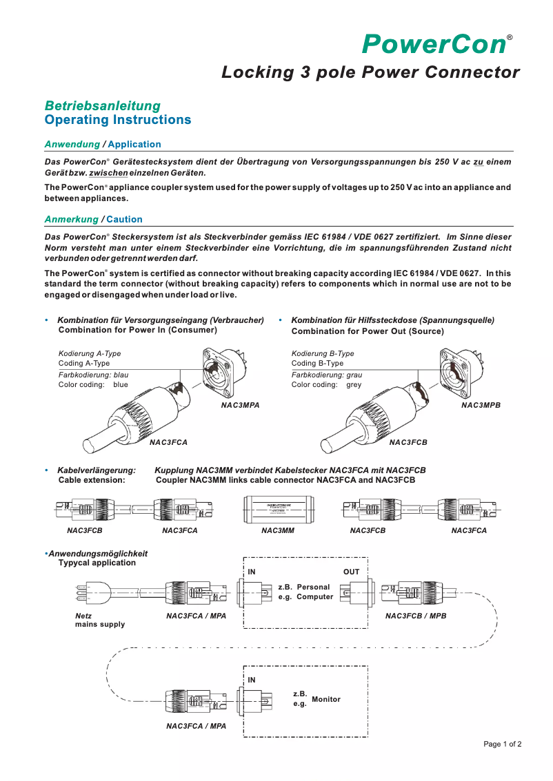 Page n°1 - Manuel utilisateur Neutrik NTR-NAC3MPA