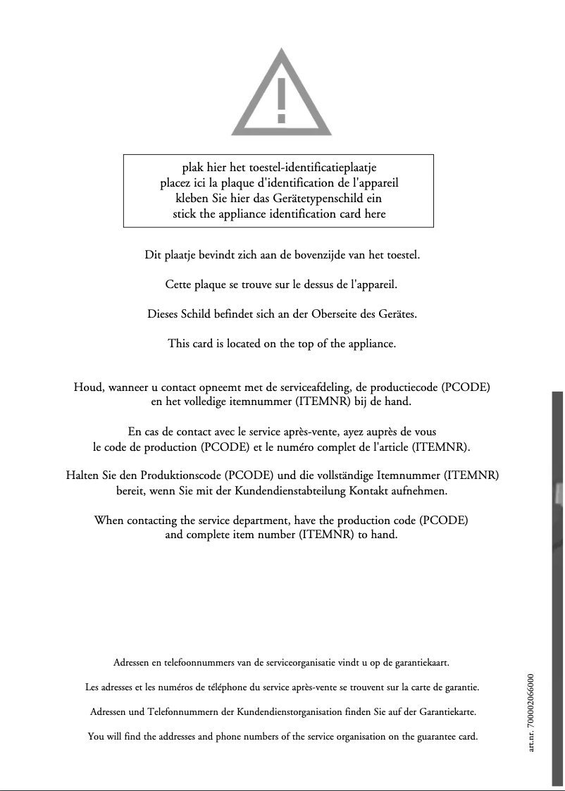 Page n°1 - Manuel utilisateur Atag HG1111MT