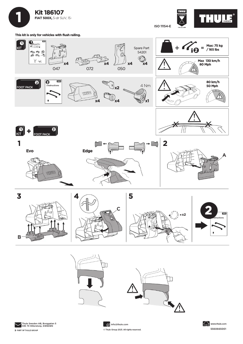 Page 1 de la notice Manuel utilisateur Thule Kit 186107
