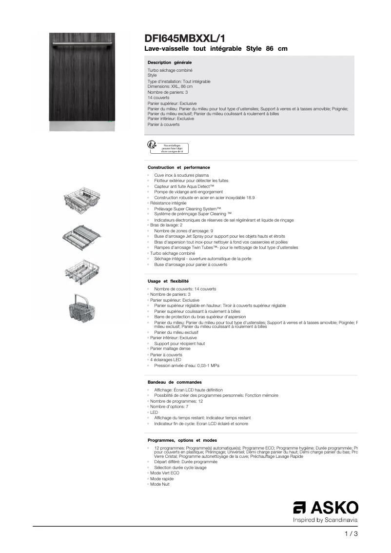 Image de la première page du manuel de l'appareil DFI645MBXXL1