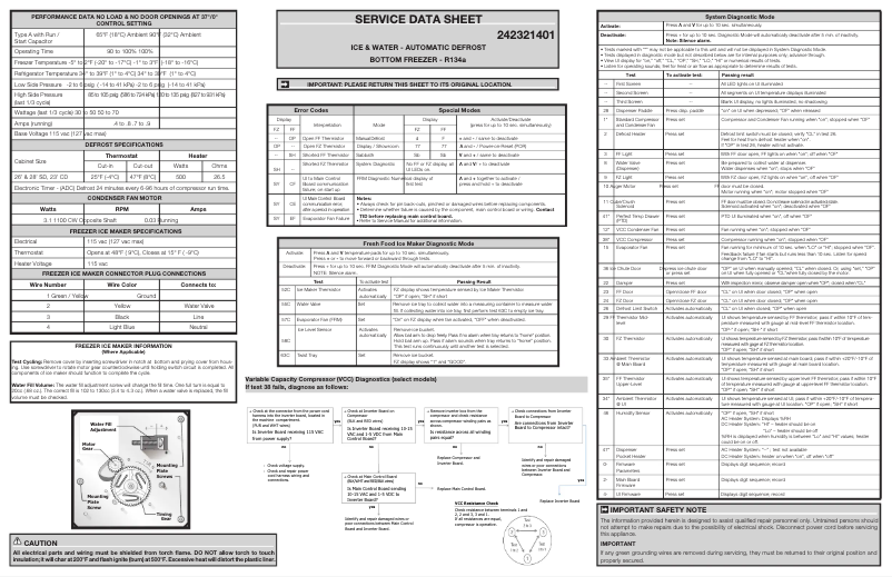 Page n°1 - Mode d'emploi Frigidaire FFHB2740P