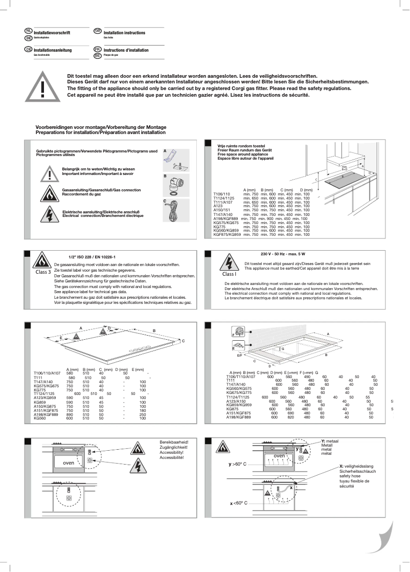 Page 1 de la notice Guide d'installation Etna KG859RVSA