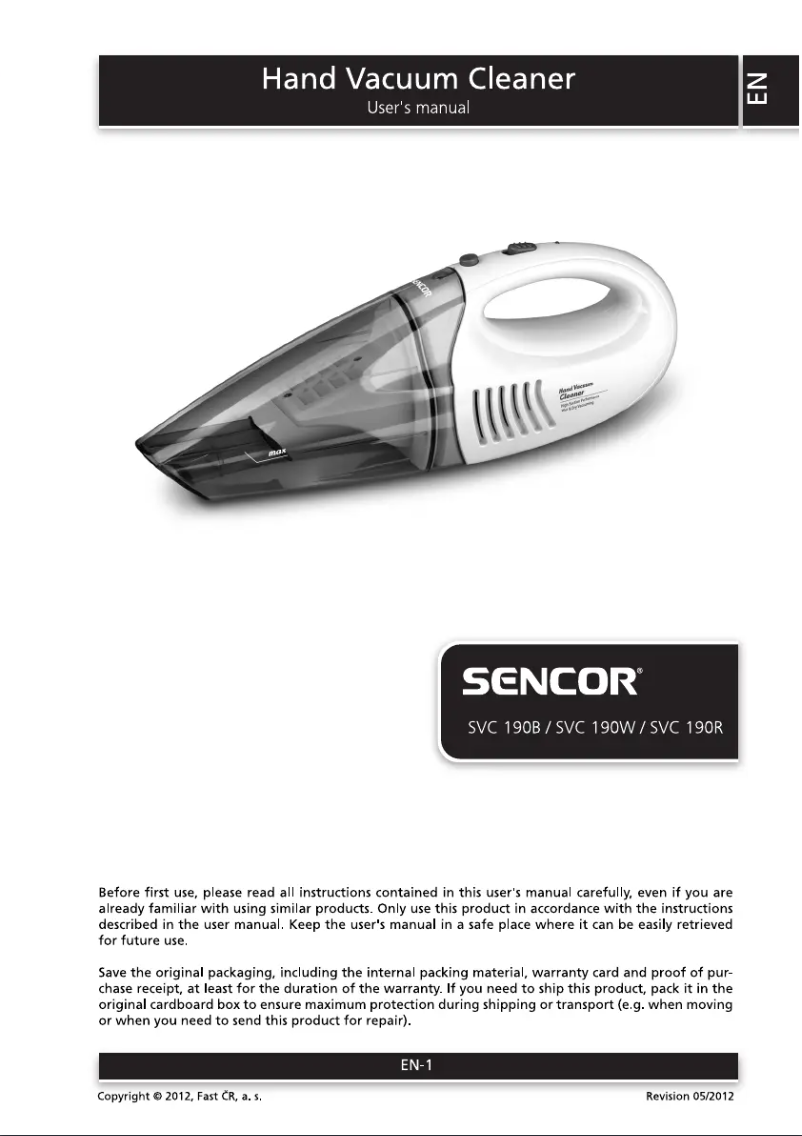 Image de la première page du manuel de l'appareil SVC 190R