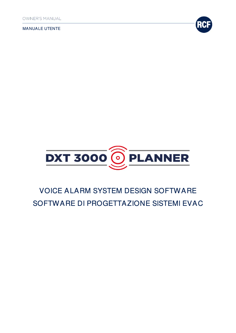 Page 1 de la notice Manuel utilisateur RCF DXT 3000 PLANNER