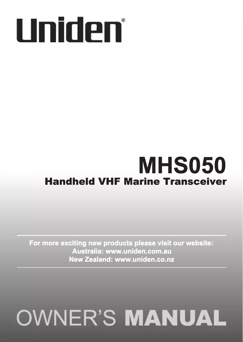 Page 1 de la notice Manuel utilisateur Uniden MHS050