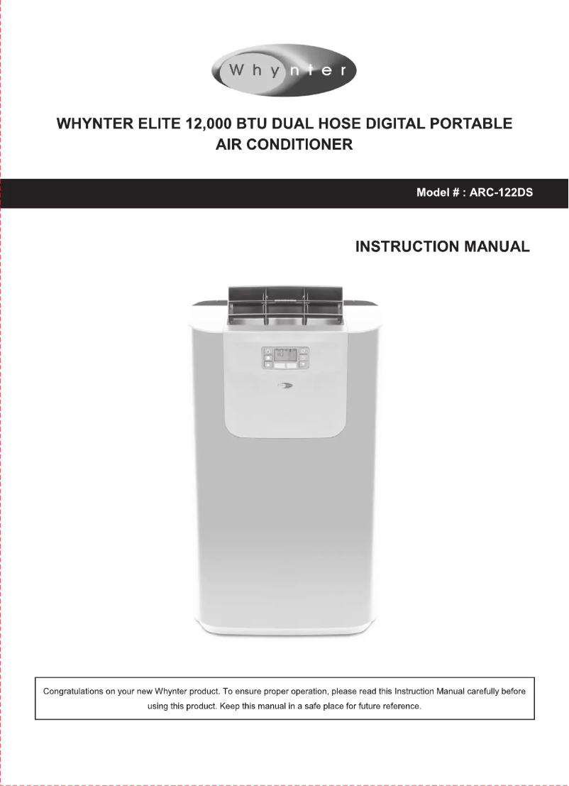 Page 1 de la notice Manuel utilisateur Whynter Elite ARC-122DS