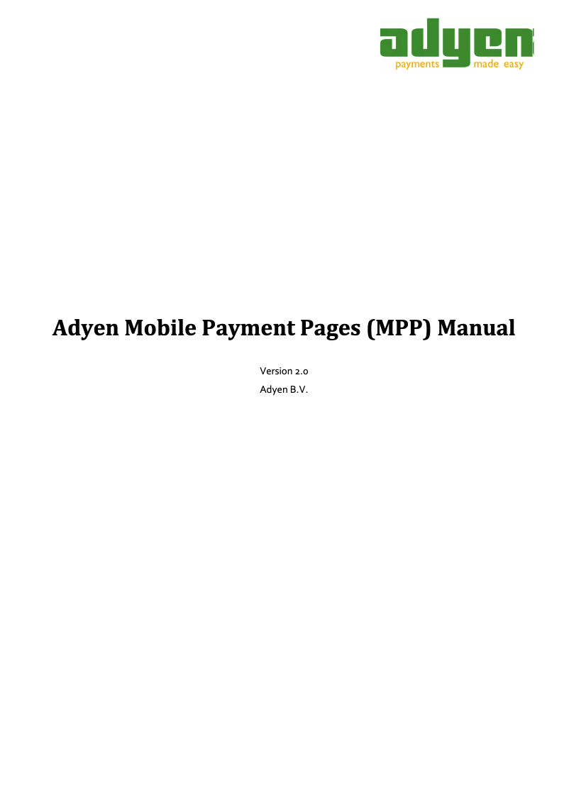 Page n°1 - Manuel utilisateur Adyen Mobile Payment Pages