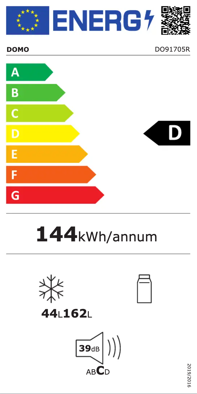 Page n°1 - Label énergétique Domo DO91705R