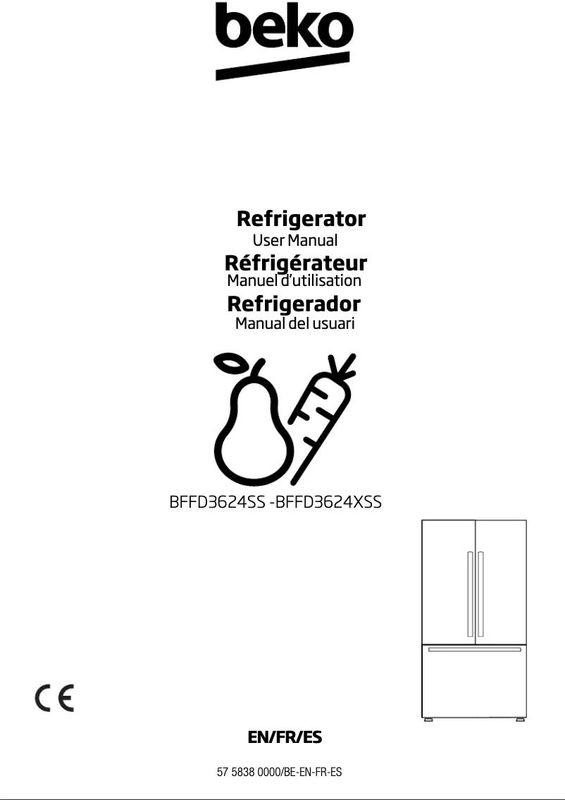 Page 1 de la notice Manuel utilisateur Beko BFFD3624SS