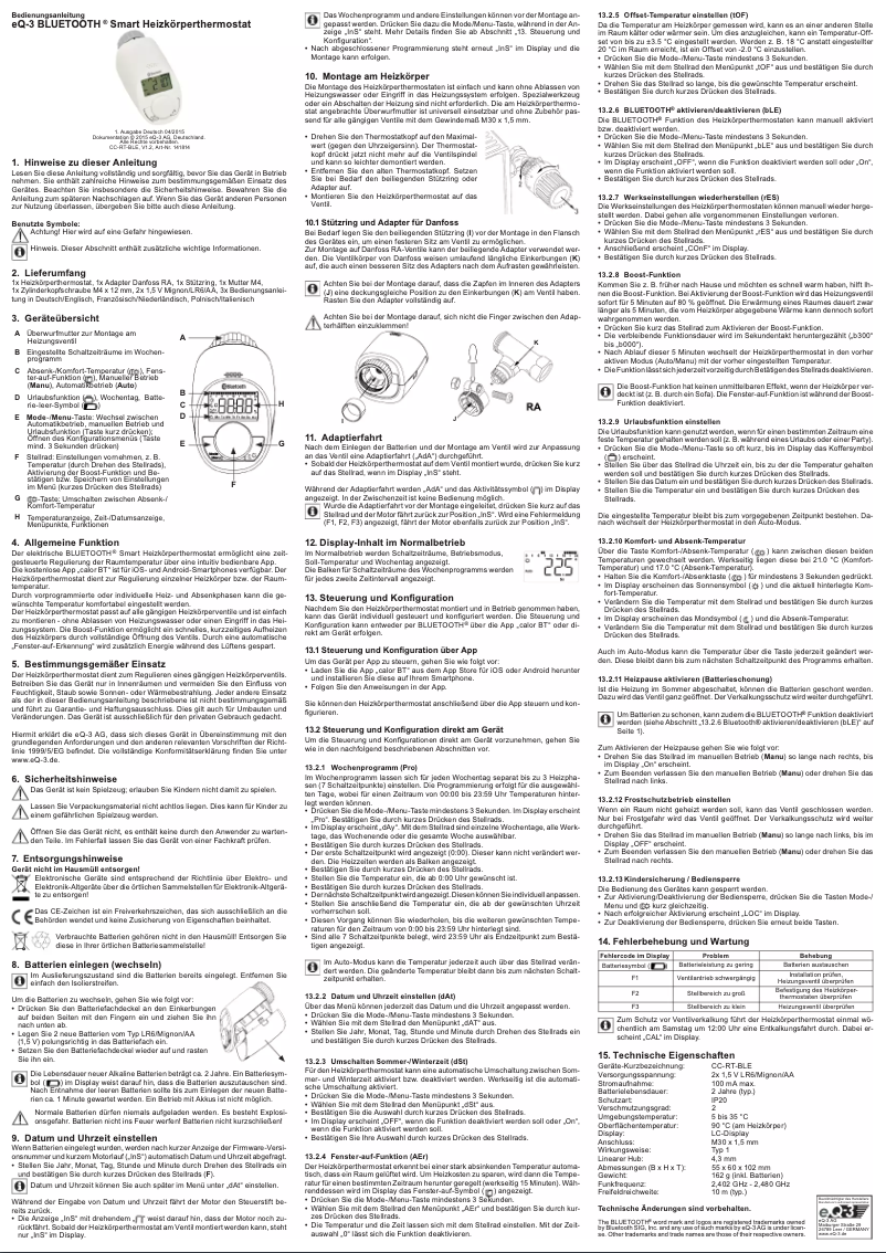 Page 1 de la notice Manuel utilisateur eQ-3 CC-RT-BLE