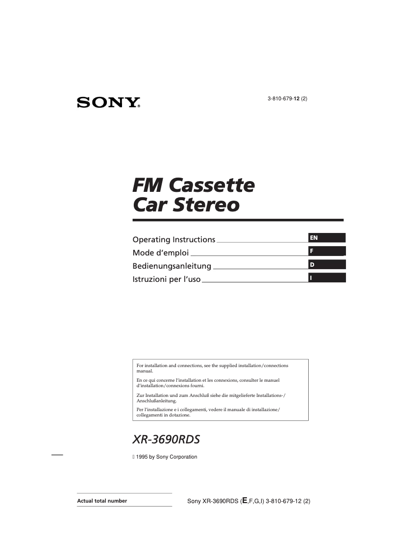 Image de la première page du manuel de l'appareil XR-3690RDS