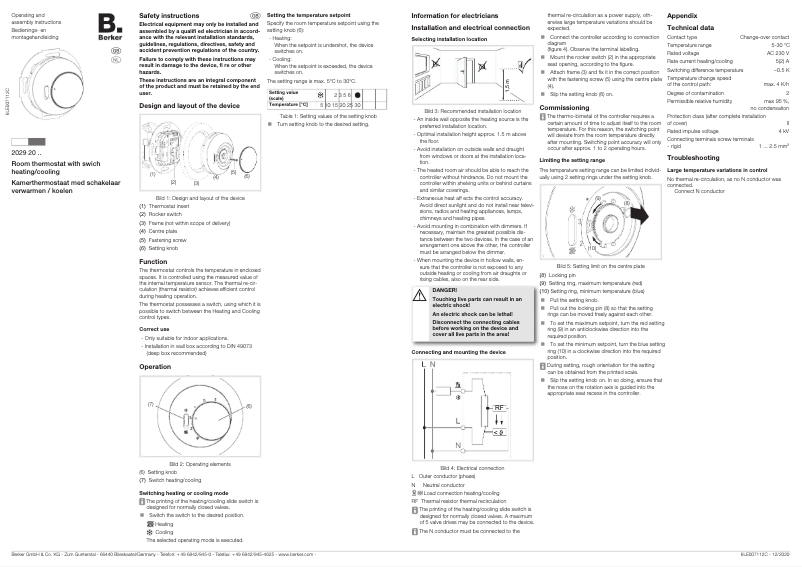 Page 1 de la notice Manuel utilisateur Berker 20292045