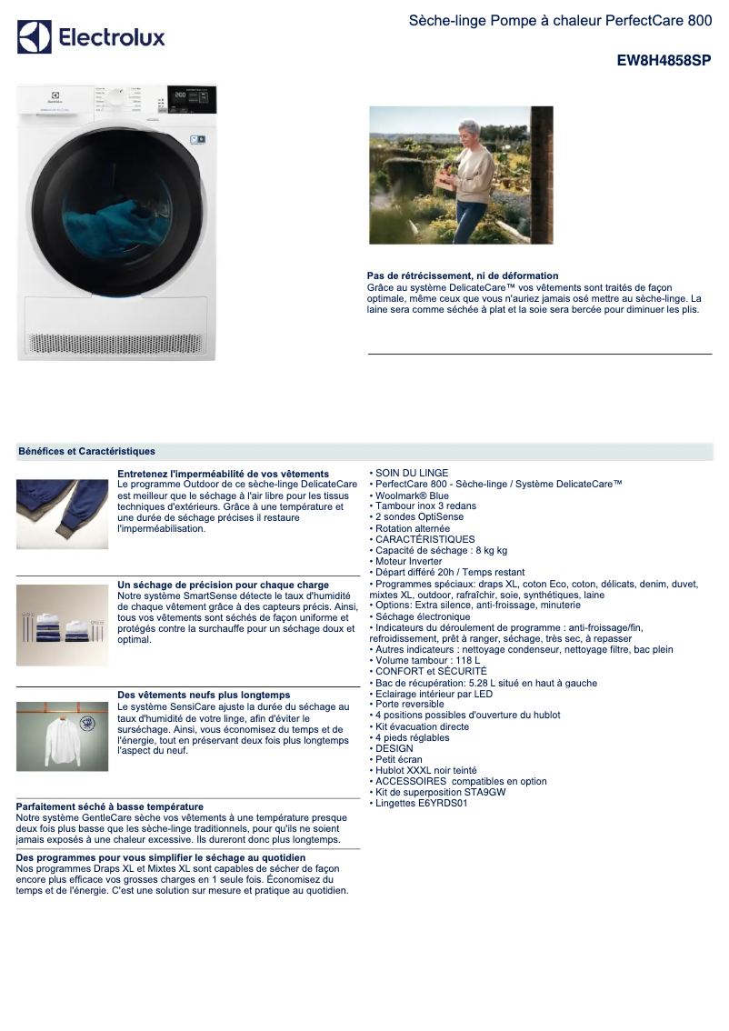 Página 1 del manual Ficha técnica Electrolux EW8H4858SP