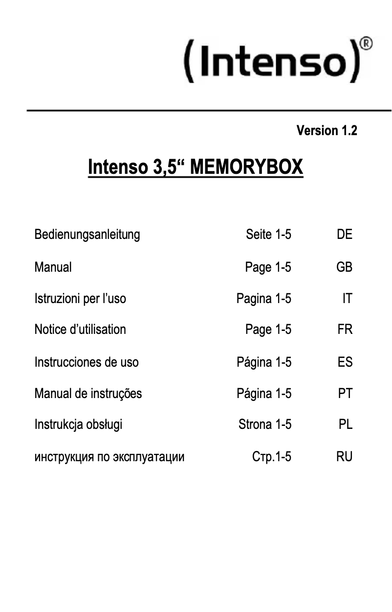 Página 1 del manual Manual de usuario Intenso 3.5 Memory Box