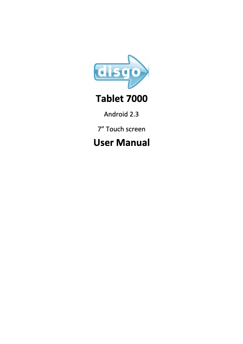 Page n°1 - Manuel utilisateur Disgo Tablet 7000