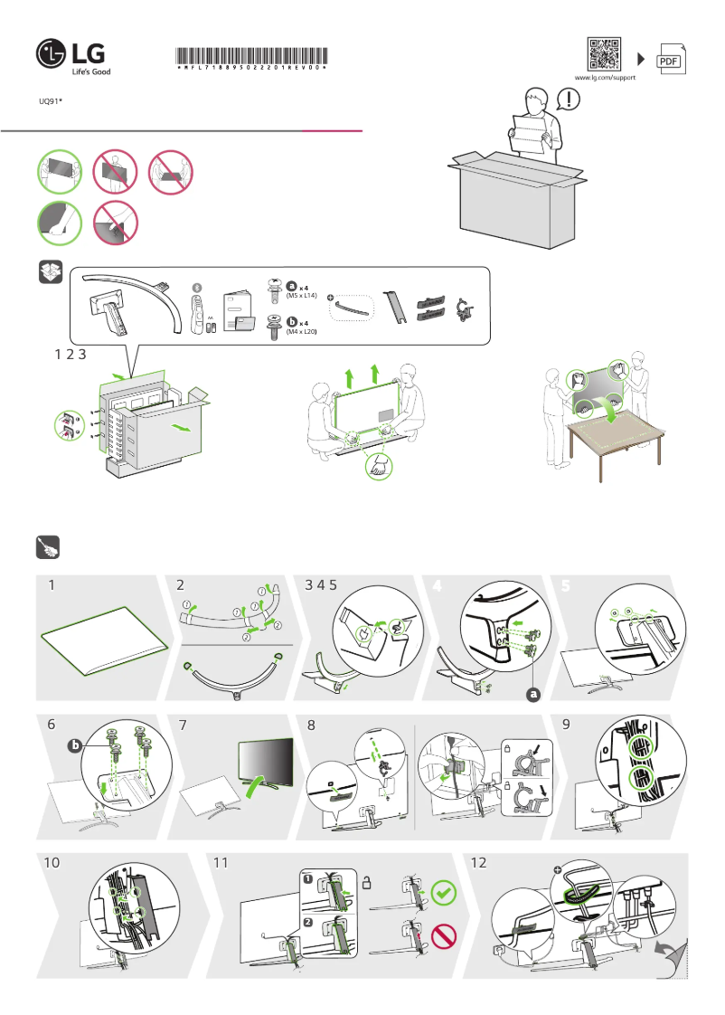 Page 1 de la notice Guide d'installation LG 86UQ91006LA