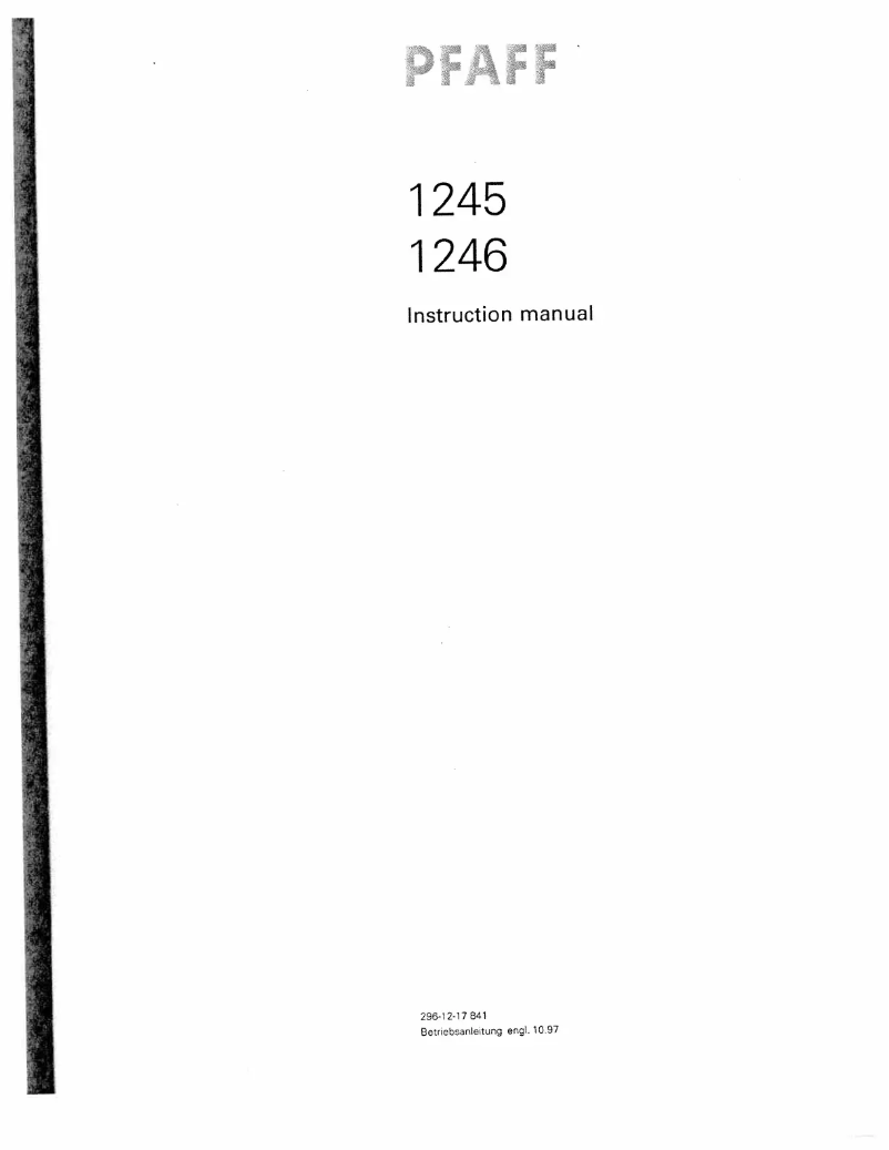 Page 1 de la notice Manuel utilisateur Pfaff 1245
