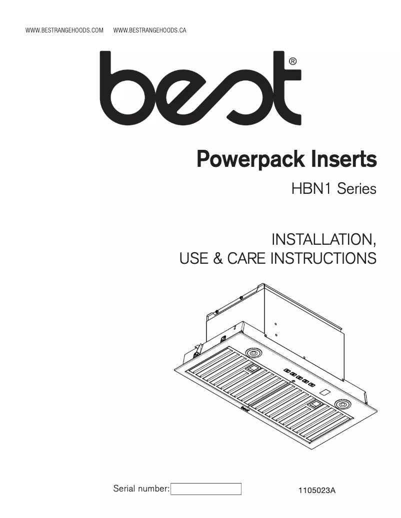 Page n°1 - Guide d'installation Best HBN1306SS