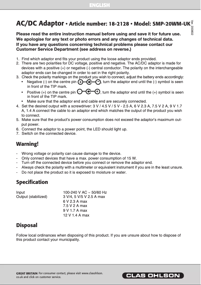 Page 1 de la notice Manuel utilisateur Vanson SMP-20WM