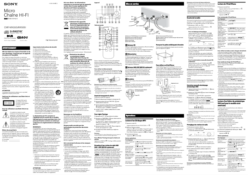 Page 1 de la notice Manuel utilisateur Sony CMT-MX500i