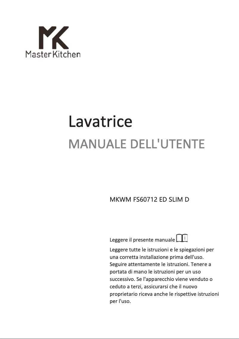 Page 1 de la notice Manuel utilisateur Master Kitchen MKWM FS60712 ED SLIM D