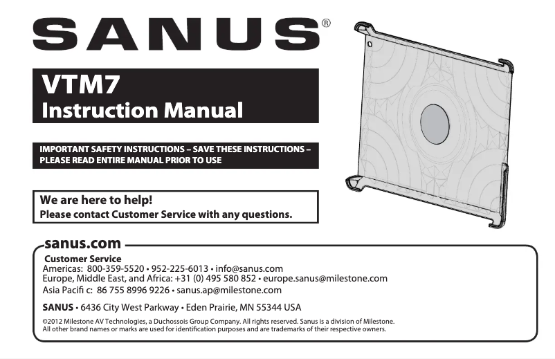Página 1 del manual Manual de usuario Sanus VTM7