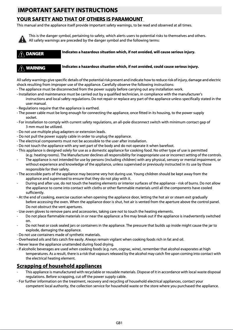 Page 1 de la notice Manuel utilisateur Whirlpool AKZ 479/IX