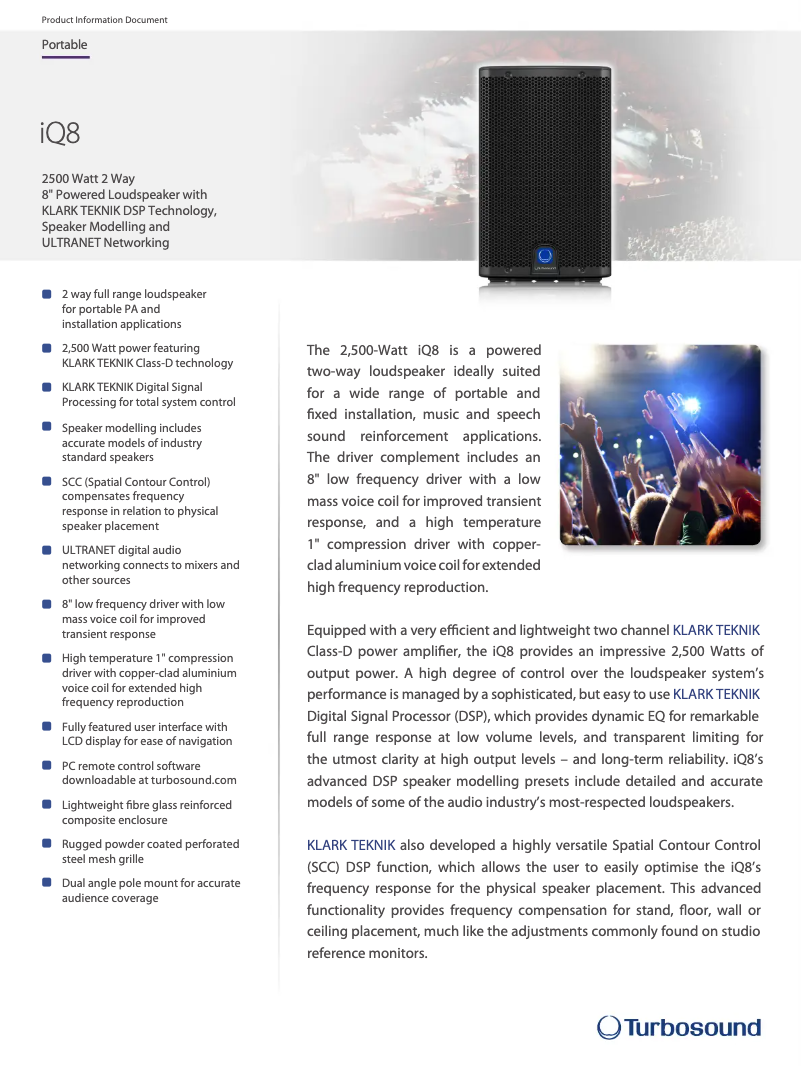 Page n°1 - Fiche technique Turbosound iQ8