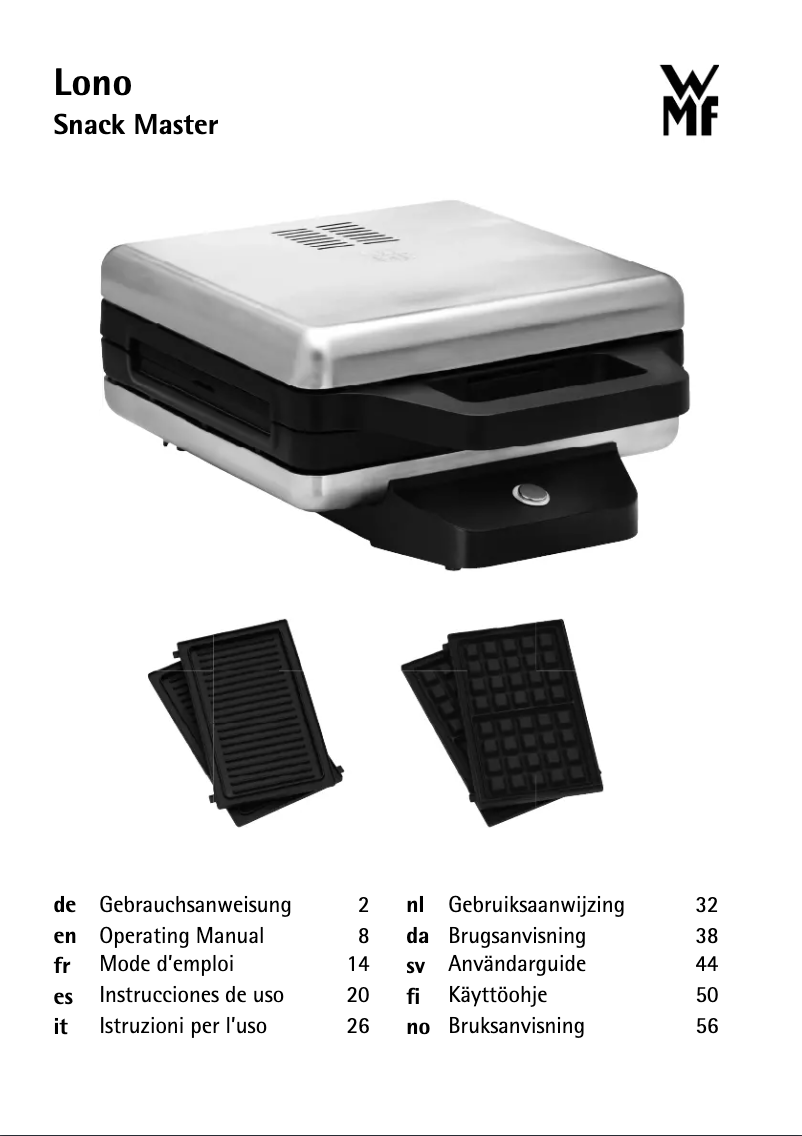 Page n°1 - Manuel utilisateur WMF Lono 04.1542.0011