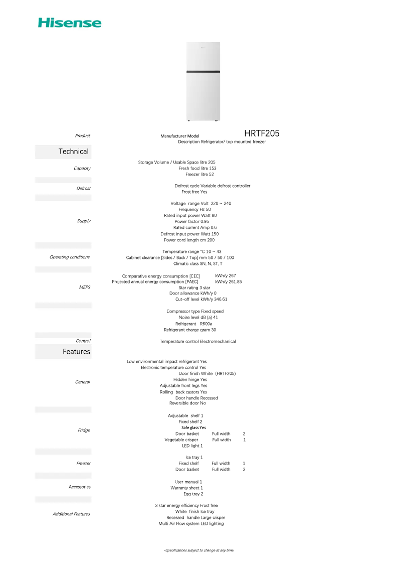 Image de la première page du manuel de l'appareil HRTF205