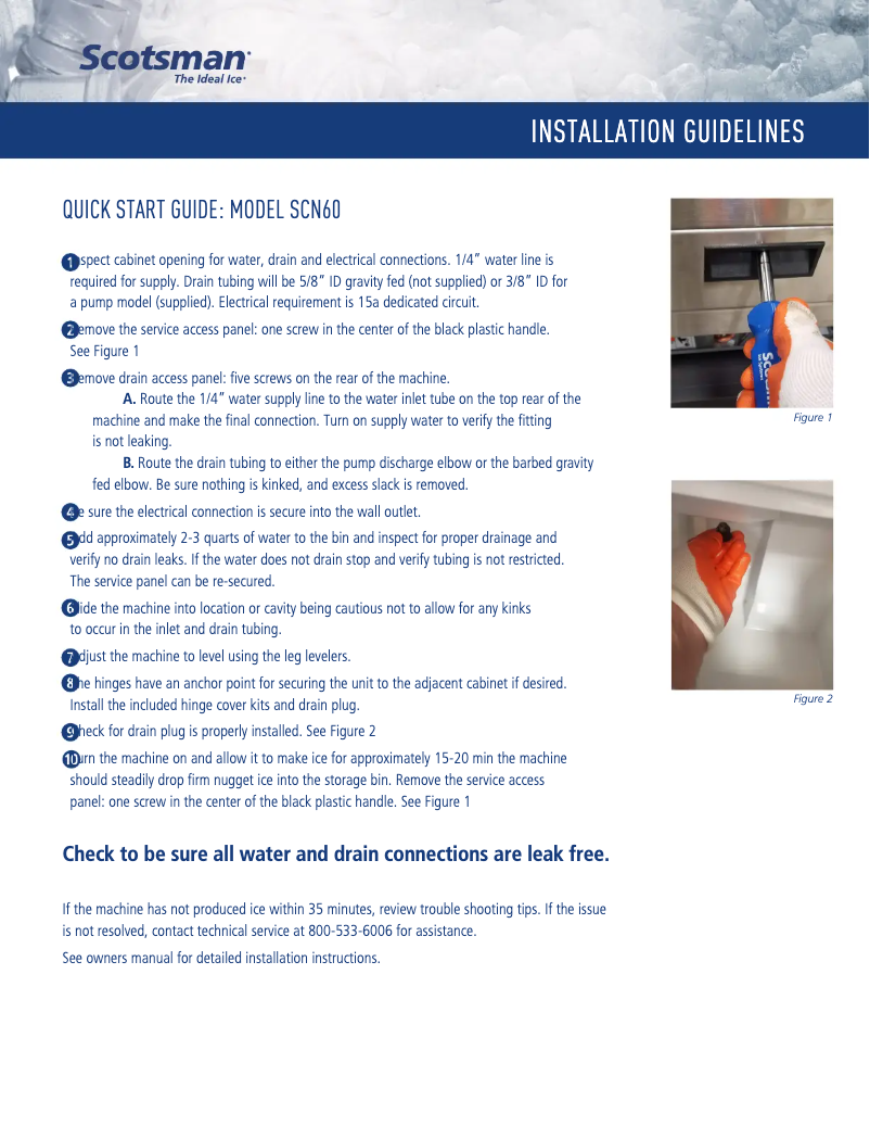 Page n°1 - Guide de démarrage rapide Scotsman Brilliance SCN6O