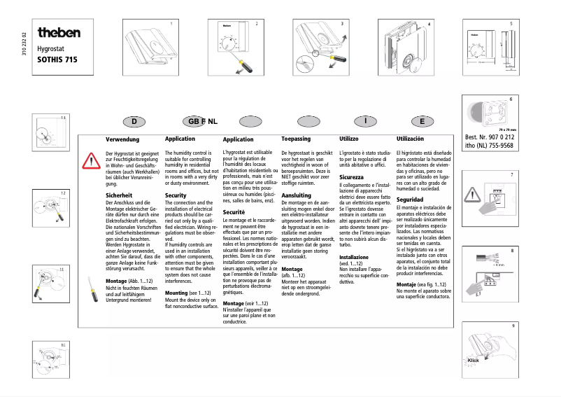 Page n°1 - Manuel utilisateur Theben Hygrostat SOTHIS 715
