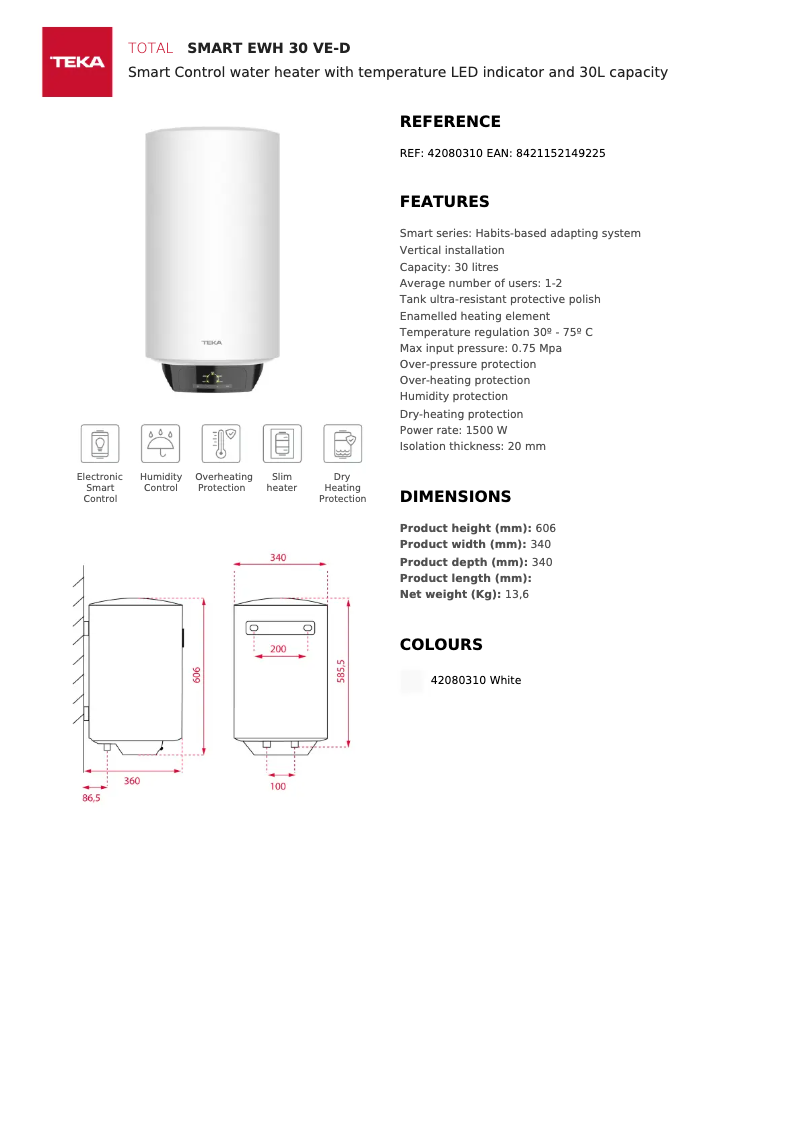 Imagen de la primera página del manual del dispositivo EWH 30 VE-D