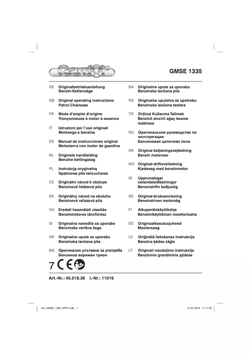 Image de la première page du manuel de l'appareil GMSE 1335