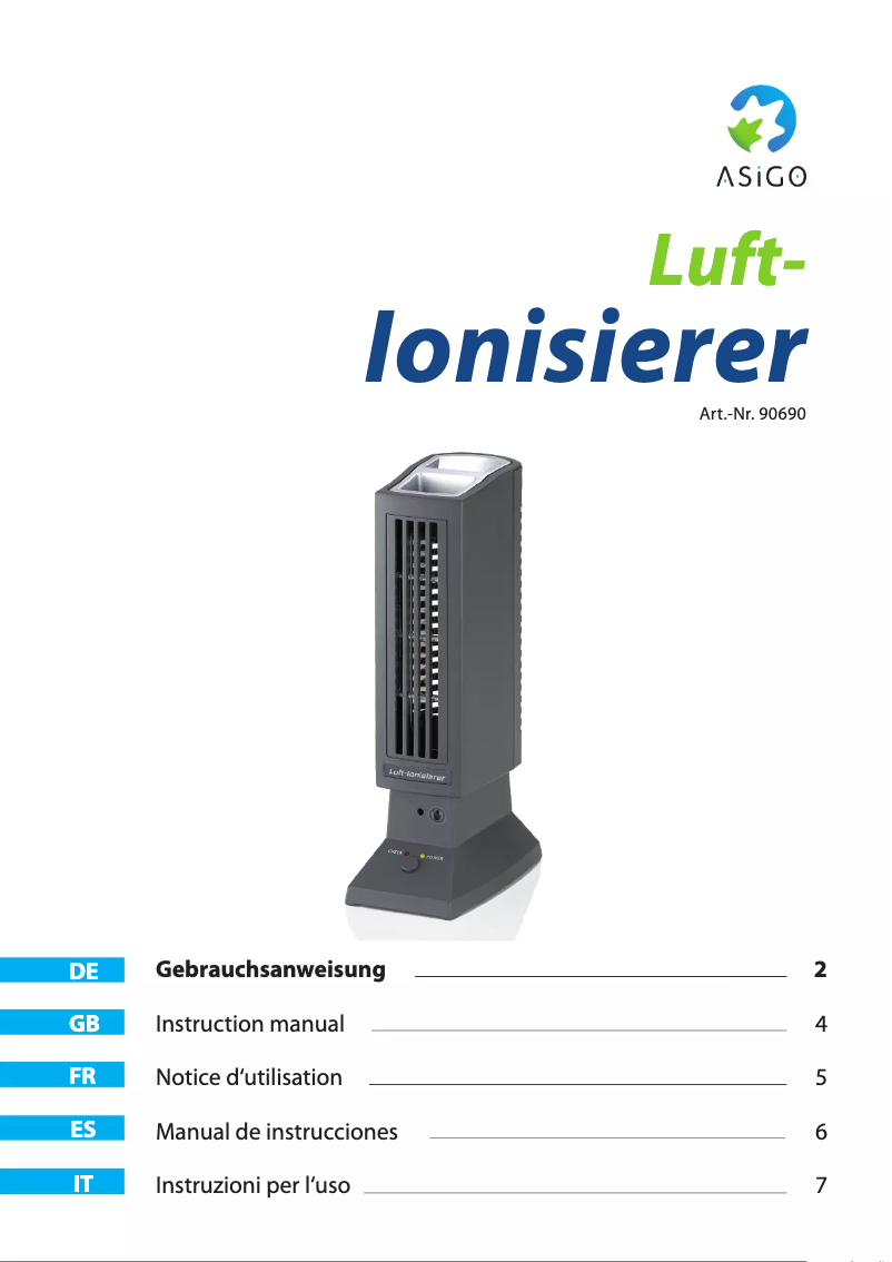 Image de la première page du manuel de l'appareil Luft-Ionisierer 96690