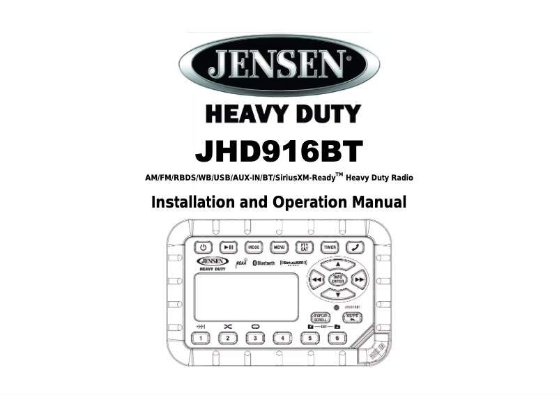 Page n°1 - Manuel utilisateur Jensen Heavy Duty JHD916BT