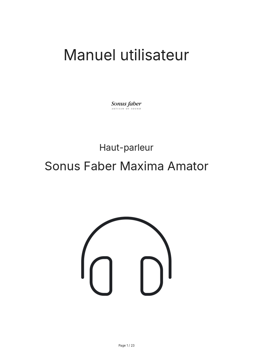 Page n°1 - Manuel utilisateur Sonus Faber Maxima Amator
