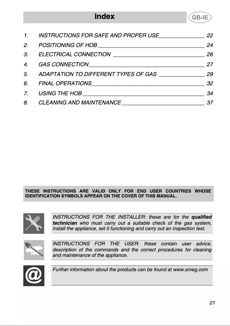 Page n°1 - Manuel utilisateur Smeg SE60SX3