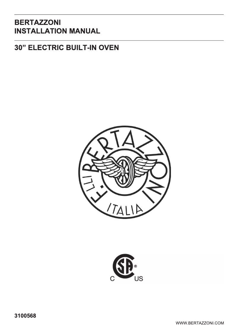 Page n°1 - Guide d'installation Bertazzoni MAST30FSEXV
