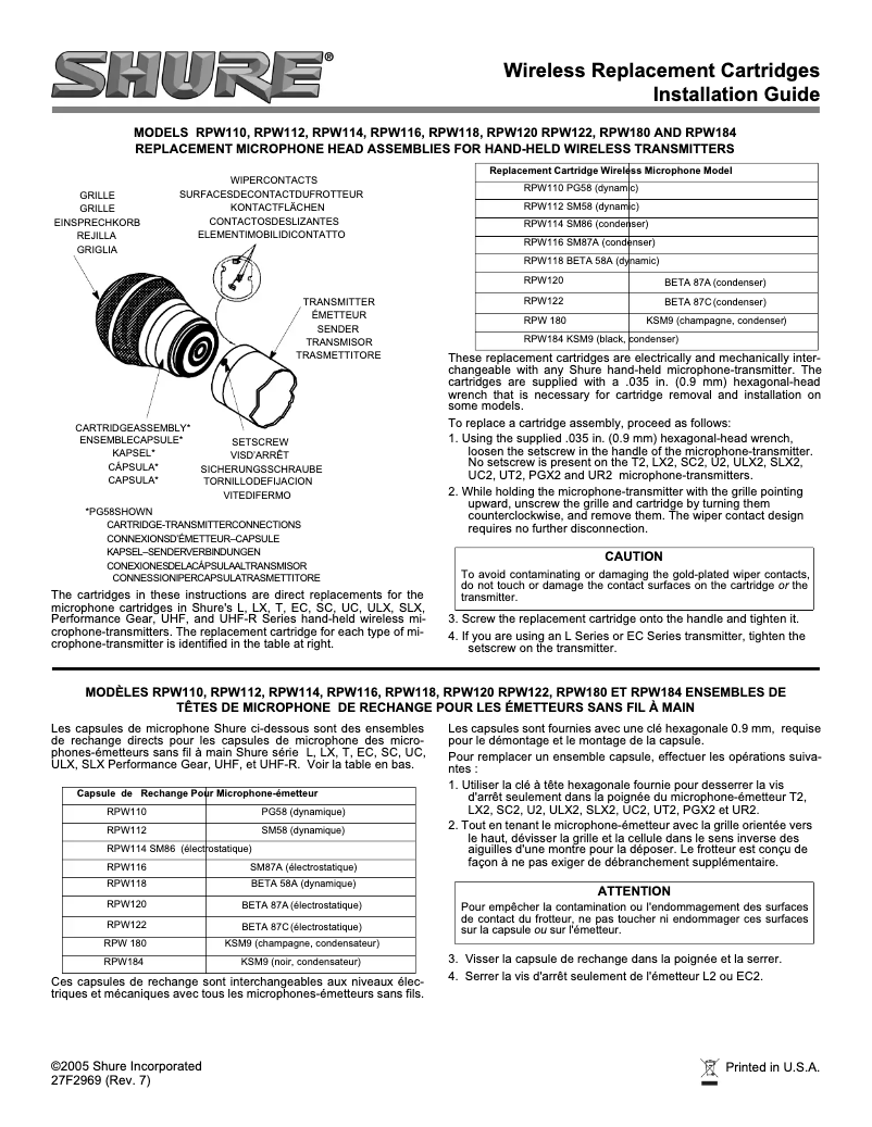 Image de la première page du manuel de l'appareil RPW118